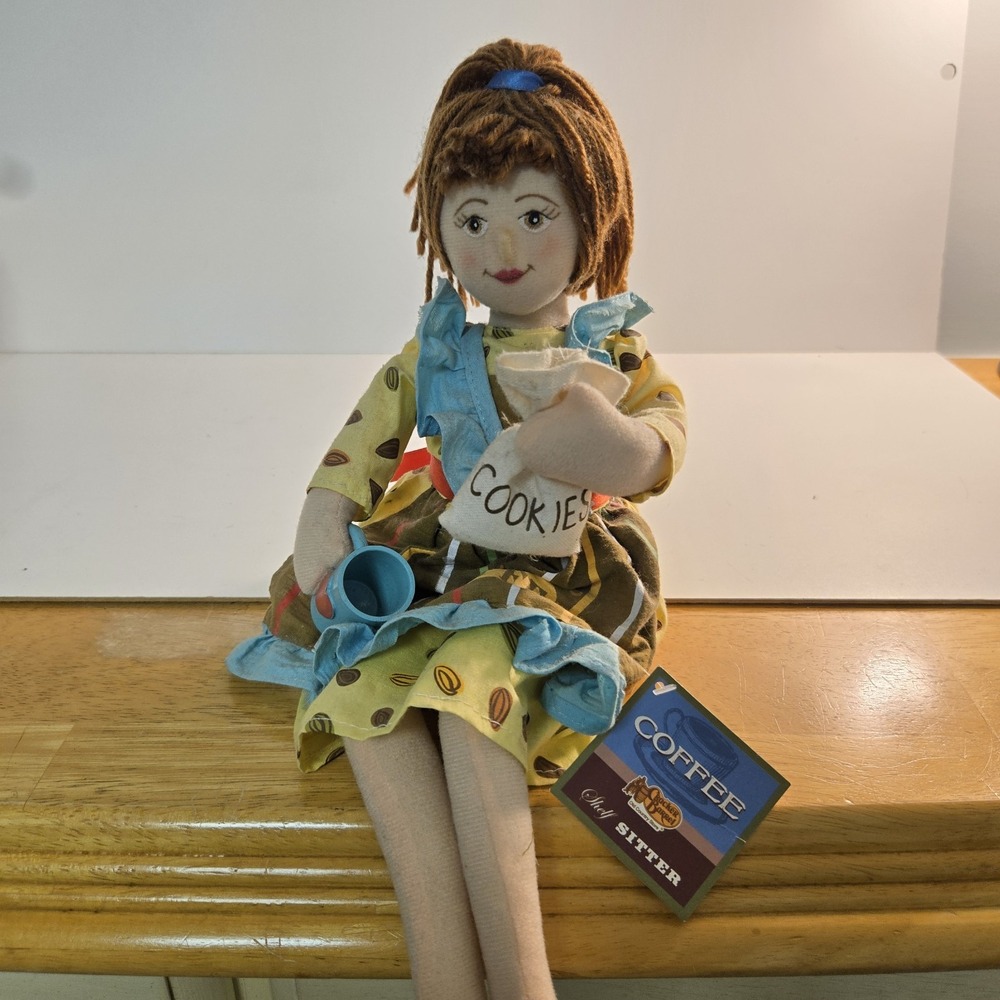 Cracker Barrel Coffee Cookies Girl Waitress Shelf Sitter Doll